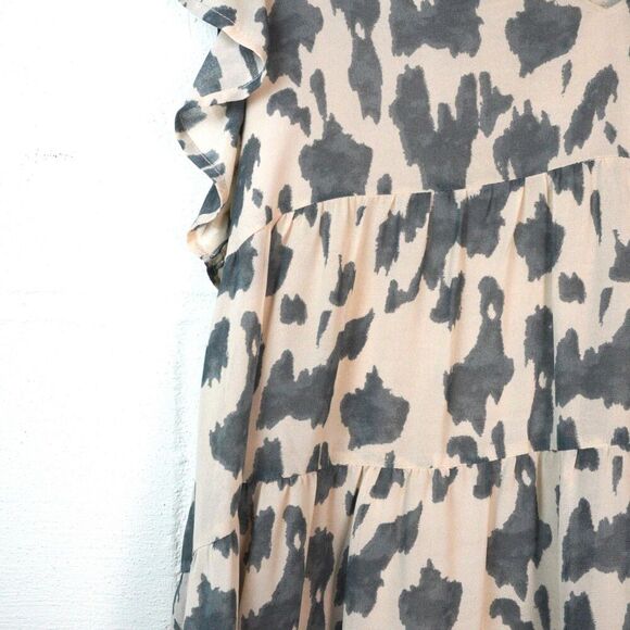 Entro EUC Sz‎ S Peplum Blouse Geometric Animal Print Country Prairie Bohemian - Picture 5 of 6